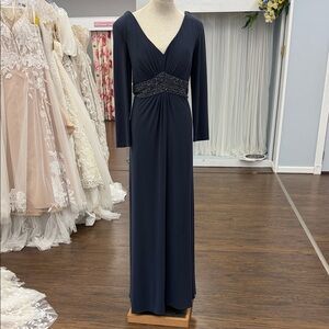 Rina diMontella Midnight Blue Long Sleeve Gown